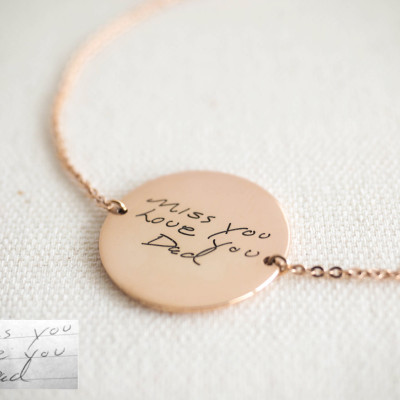 Handwriting Disc Bracelet • Custom Handwriting Engraved Disc • Personalized Keepsake Jewelry • Sentimental Gift • Mother Gift