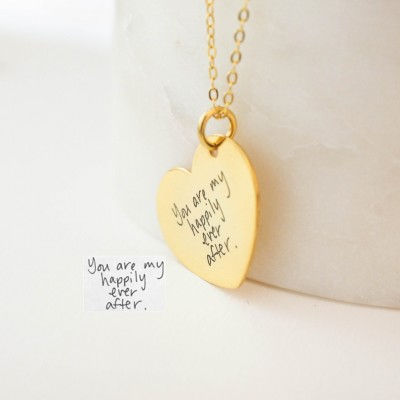 Handwriting Jewelry - Memorial Heart Necklace - Handwriting Heart Charm - Signature Necklace - Keepsake Jewelry - Mom Christmas Gift