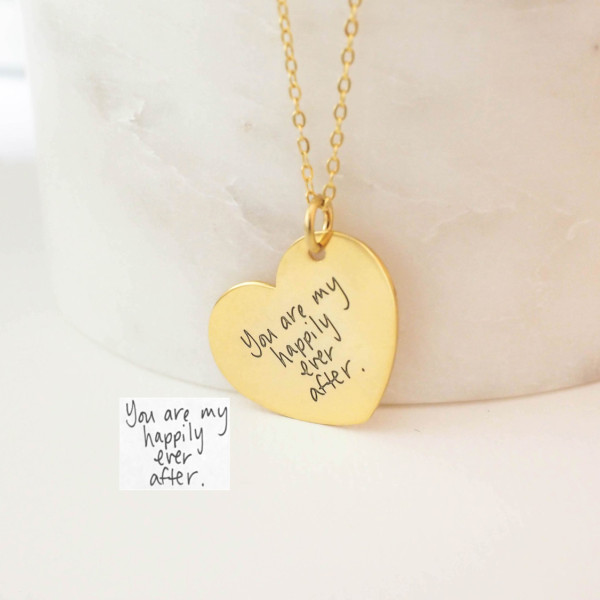 Handwriting Jewelry - Memorial Heart Necklace - Handwriting Heart Charm - Signature Necklace - Keepsake Jewelry - Mom Christmas Gift