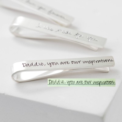 Handwriting Tie Clip For Him • Custom Signature Tie Clip • Personalized Tie Bar for Dad • Father of the Bride Gift • Groomsmen Gift