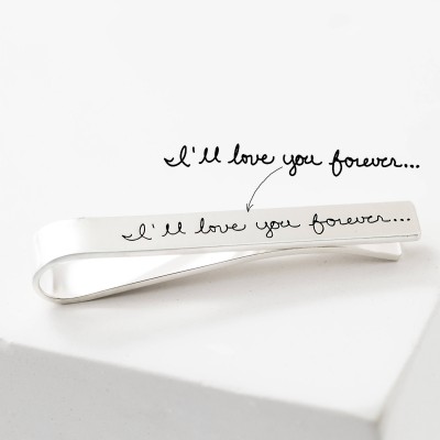 Handwriting Tie Clip For Him • Custom Signature Tie Clip • Personalized Tie Bar for Dad • Father of the Bride Gift • Groomsmen Gift