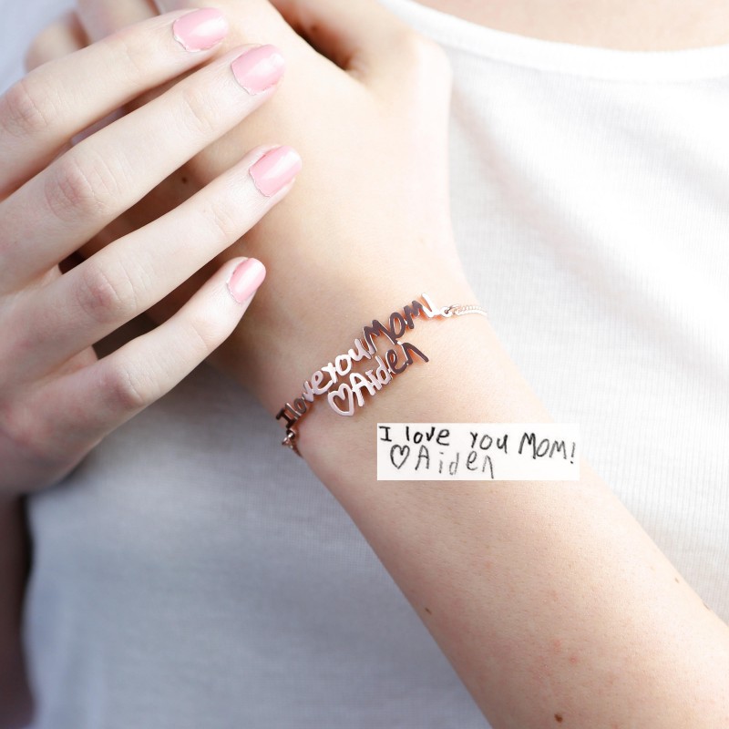 Custom Jewelry Fingerprint jewelry Signature Bracelet- Handwriting Bracelet gift for mom custom bracelet custom signature
