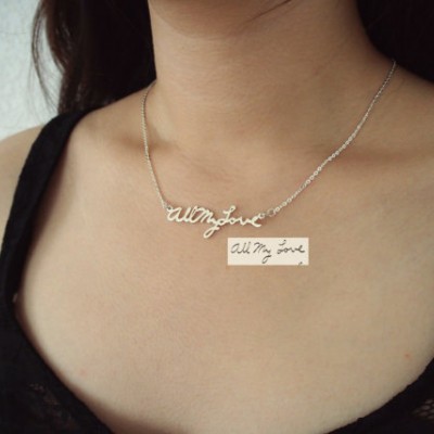 Memorial Signature Necklace - Personalized Handwriting - Keepsake Jewelry in Sterling Silver - MOTHER GIFT - Bridesmaids Gift