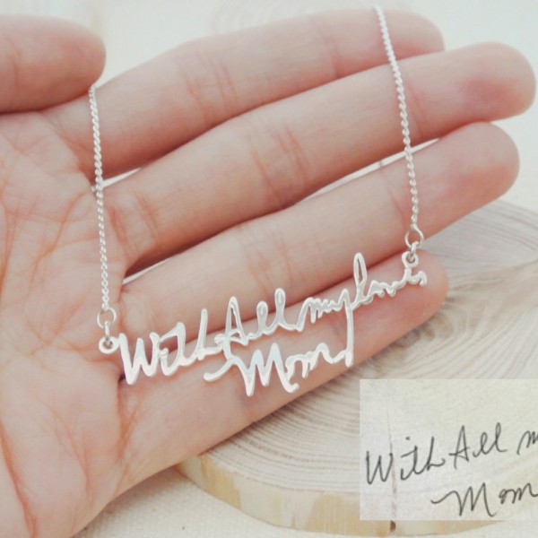Memorial Signature Necklace - Personalized Handwriting Necklace - Keepsake Jewelry in Sterling Silver - Handwriting Jewelry