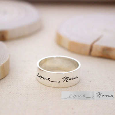 Memorial Signature Thick Ring • Actual Handwriting Band Ring • Eternity Ring • Wedding Band • Unisex Ring • Minimalist Band