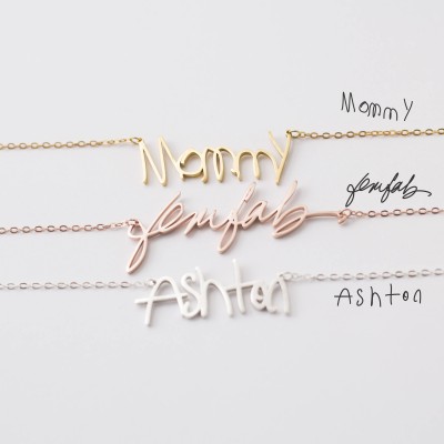 Mother Gift from Daughter - Meaningful Grandma Gift - Custom Actual Handwriting Necklace - Memorial Signature Sterling Silver Jewelry