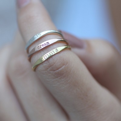Personalized Skinny Ring • Custom Name Ring • Mantra Ring • Children Names Ring • Baby Shower Gift • Stacking Ring • Mother's Gift