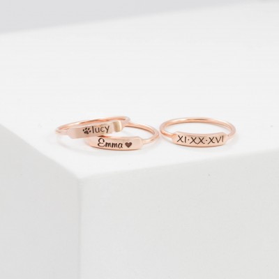 Roman Numeral Ring • Location Coordinates Ring • Pet Memorial Jewelry • Personalized Pet Lover Ring • Mom Gift • Christmas Gifts
