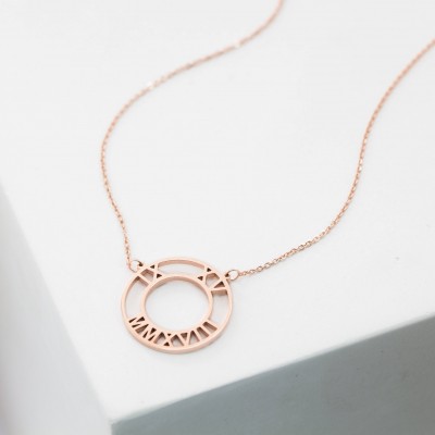 Roman Numerals Necklace • Personalized Roman Numerals Necklace • Initial Necklace • Custom Wedding Jewelry • Wedding Date Jewelry