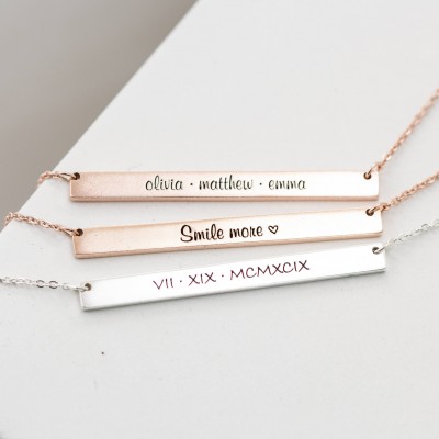 Skinny Bar Necklace • Custom Layering Inspirational Bar Necklace • Personalized NamePlate Jewelry • Children Name Jewelry for Mom