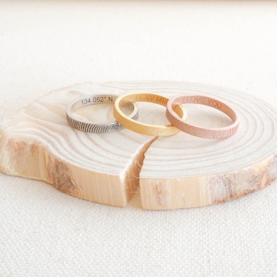 Skinny FingerPrint Ring - Fingerprint Jewelry - Custom Baby FingerPrint Ring - Wedding Band - Personalized Gift - Christmas Gift