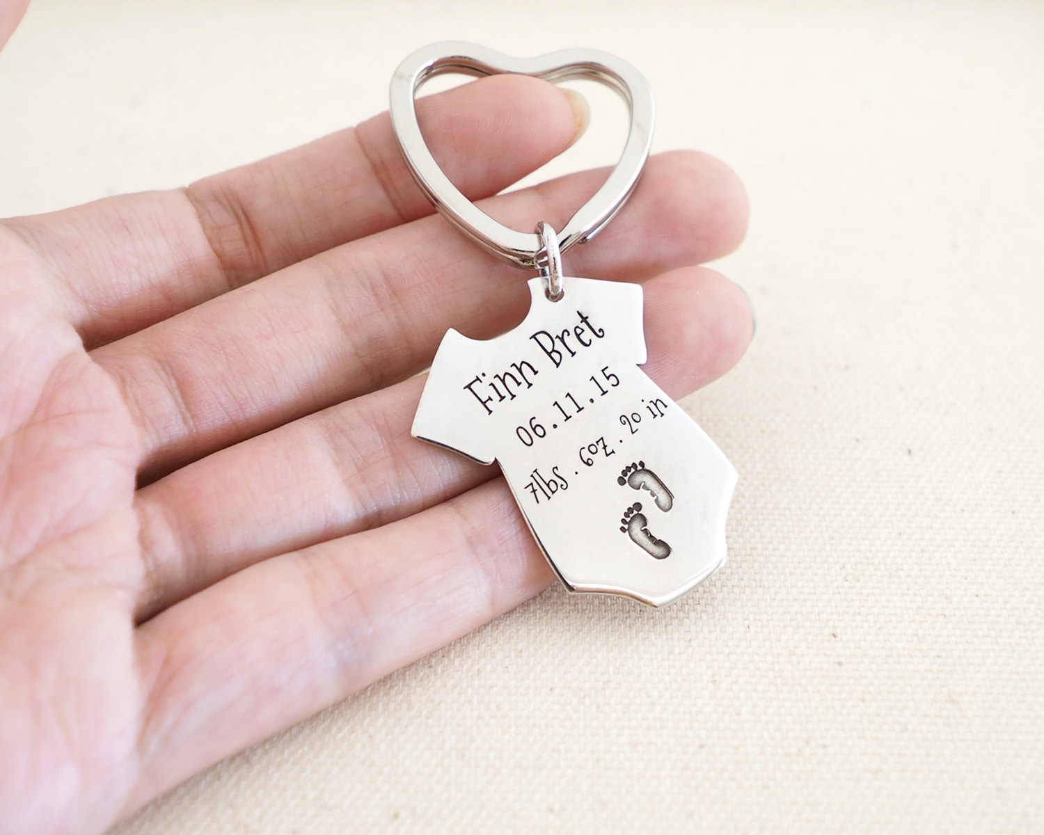 Baby Announcement Keyring • Baby Statistics Stats Keychain • New Baby