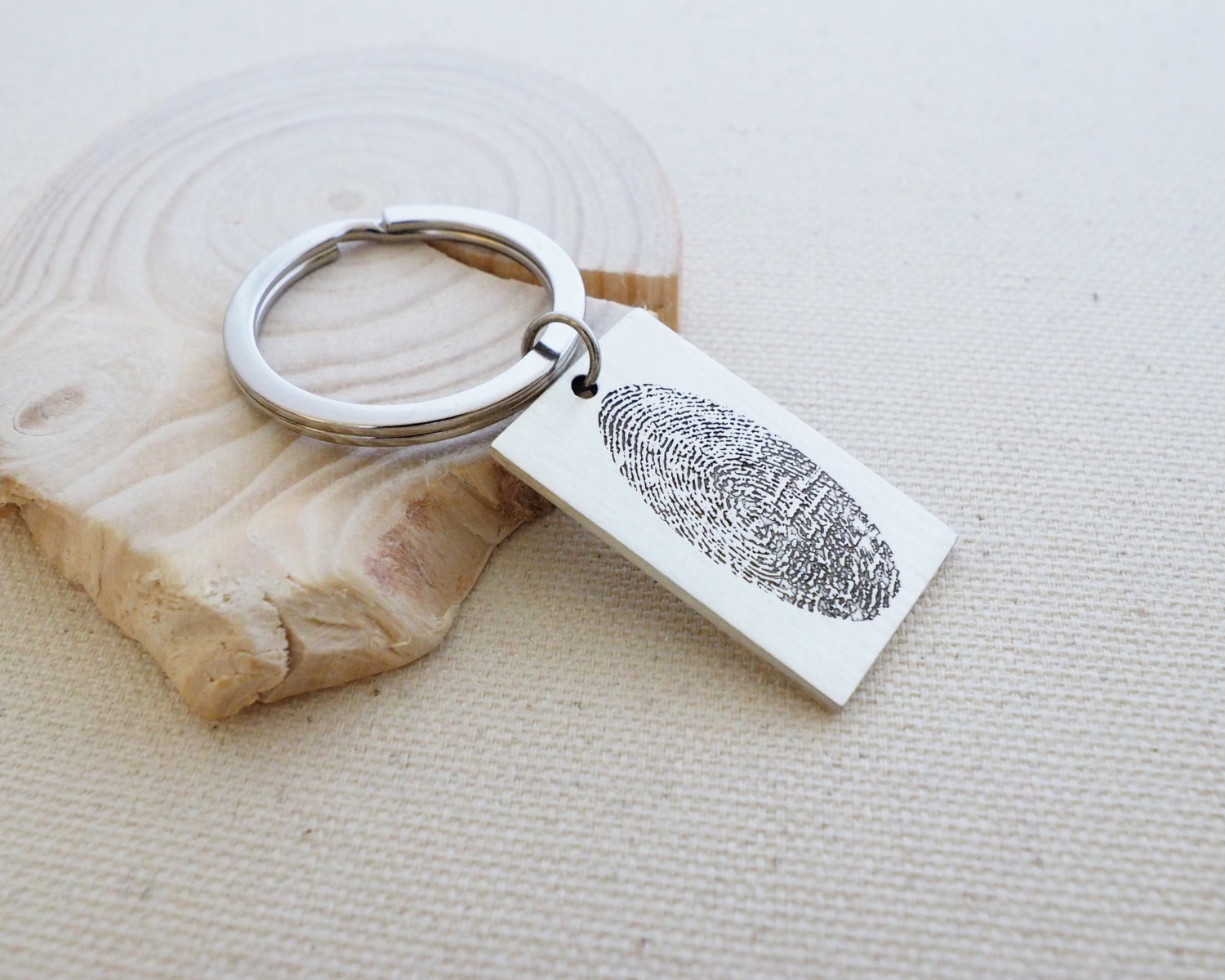 Father Gift Actual FingerPrint Keychain Actual Fingerprint Keychain