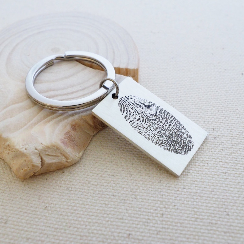 Father Gift Actual FingerPrint Keychain Actual Fingerprint Keychain