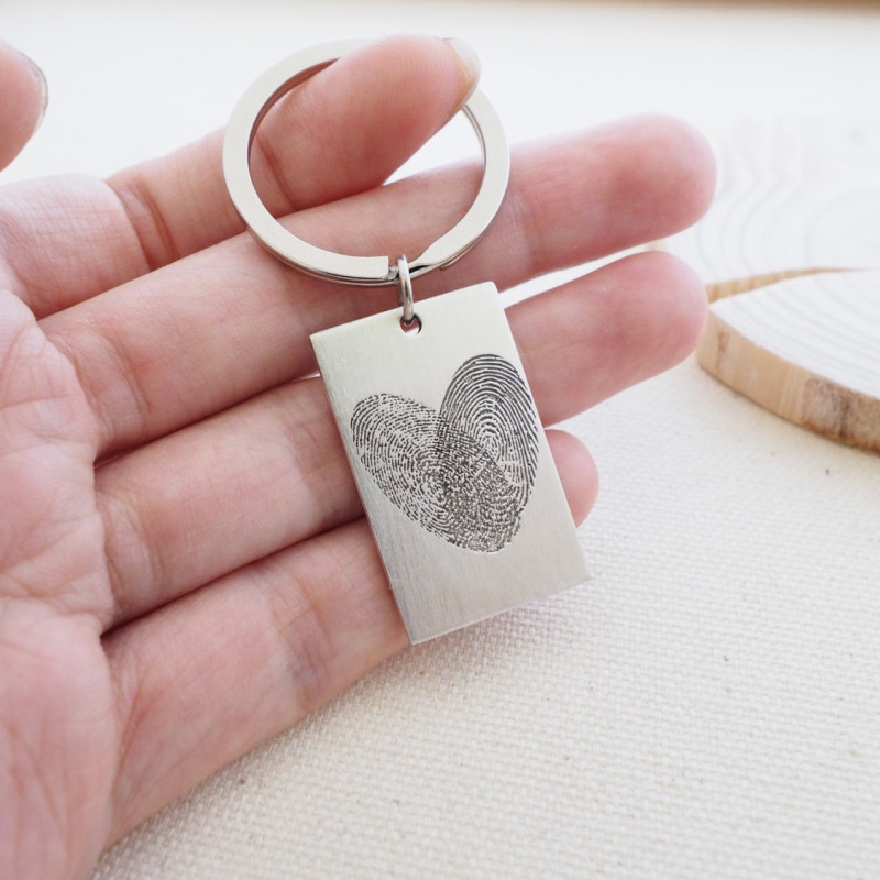 Father Gift Actual FingerPrint Keychain Actual Fingerprint Keychain