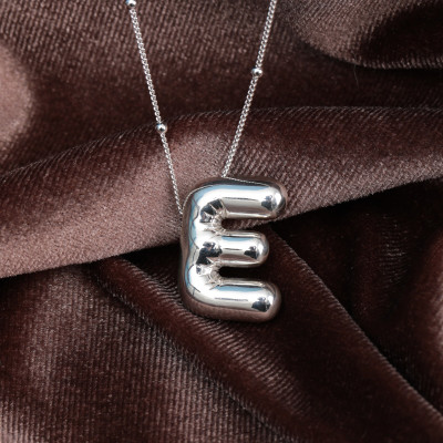 Gold Filled Bubble Letter Initial Necklace - Gourmet Chain Option, Bridesmaid Gift,