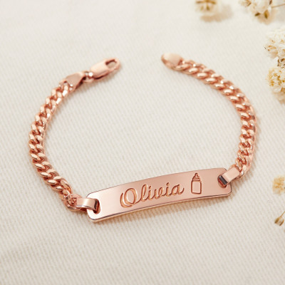 Custom Engraved Name Bar Bracelet for Men & Women in Gold & Silver - Personalized ID Bracelet