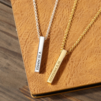 Personalized Bar Necklace: Custom Engraved Name Necklace for Women in Gold & Silver, 1-4 Names, Any Language -