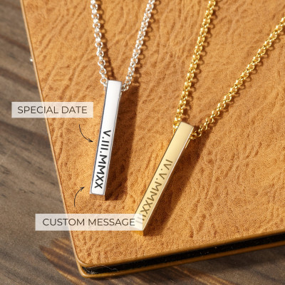 Personalized Bar Necklace: Custom Engraved Name Necklace for Women in Gold & Silver, 1-4 Names, Any Language -