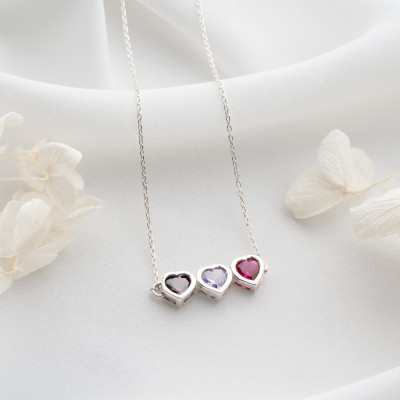 Heart Birthstone Necklace - Personalized Gift for Mom