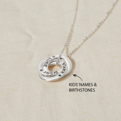 Personalized Birthstone Necklace for Mom: Custom Engraved Mother's Necklace with 3 or 4 Stones, Ideal Gift for Moms