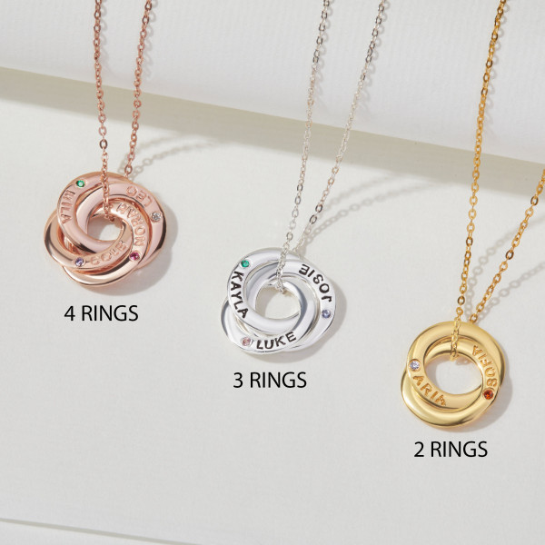 Personalized Birthstone Necklace for Mom: Custom Engraved Mother's Necklace with 3 or 4 Stones, Ideal Gift for Moms