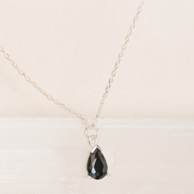 Black Obsidian Teardrop Pendant Necklace for Men & Women - Long Beaded Gift