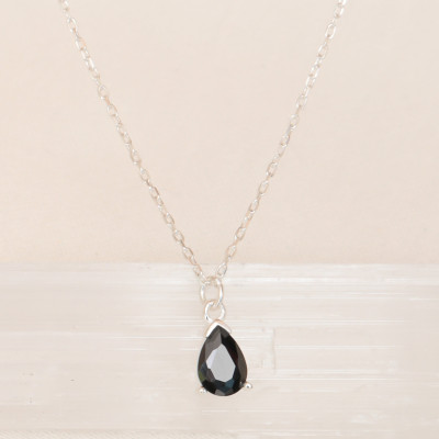 Black Obsidian Teardrop Pendant Necklace for Men & Women - Long Beaded Gift