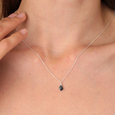 Black Obsidian Teardrop Choker Necklace Unisex Gemstone Gift