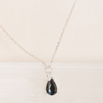 Black Obsidian Teardrop Choker Necklace Unisex Gemstone Gift