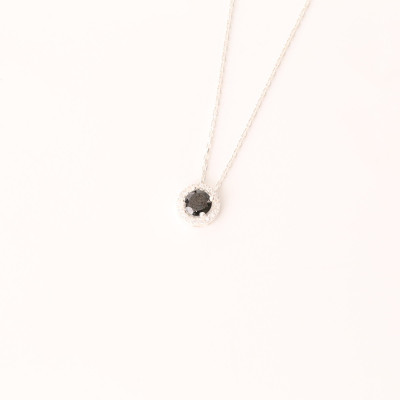 Black Onyx Diamond Bezel Pendant Choker Necklace - Trendy Layering Necklace - Christmas Gift