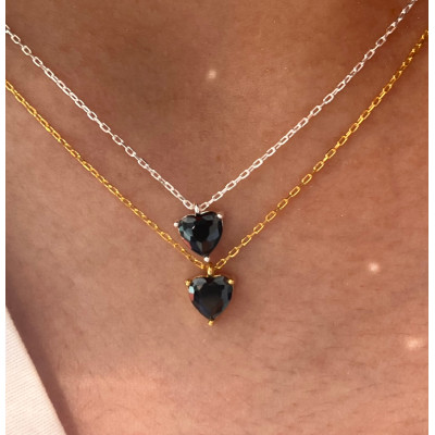 Dainty Black Onyx Heart Necklace - Trendy Layering Jewelry Gift for Best Friend, Christmas,