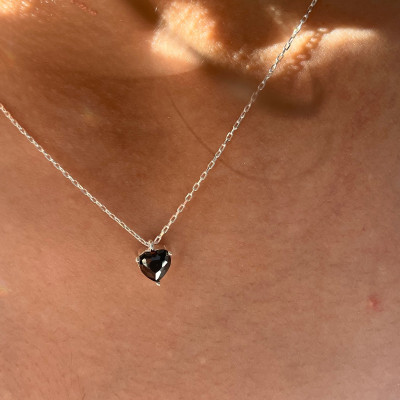 Dainty Black Onyx Heart Necklace - Trendy Layering Jewelry Gift for Best Friend, Christmas,