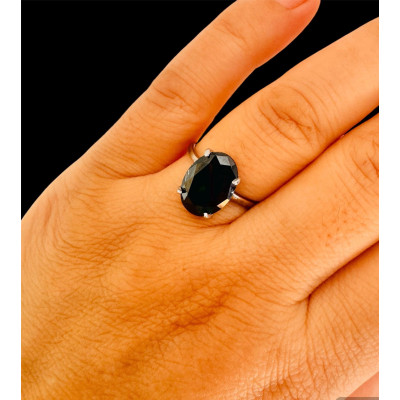 Oval Black Onyx Solitaire Ring 925 Sterling Silver Gemstone Jewelry