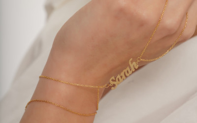 Crafting Your Sterling Silver Rose Gold Name Ring Hand Chain