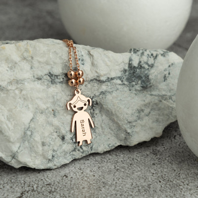 Personalized Kids Name Necklace, Mother's Day Gift, Custom Family Charm Pendant, Mama Jewelry, 925 Sterling Silver, Gold, Rose Gold