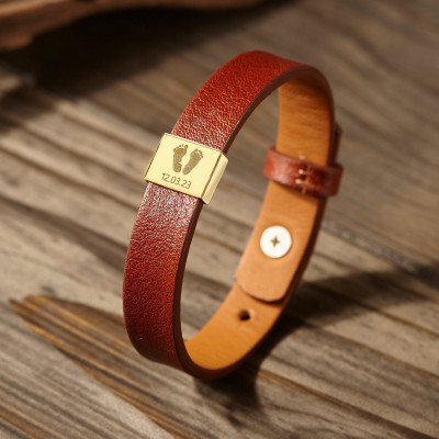 Personalized Men's Leather Bracelet - Dad Gifts from Wife for Father's Day, Handmade Leather Jewelry