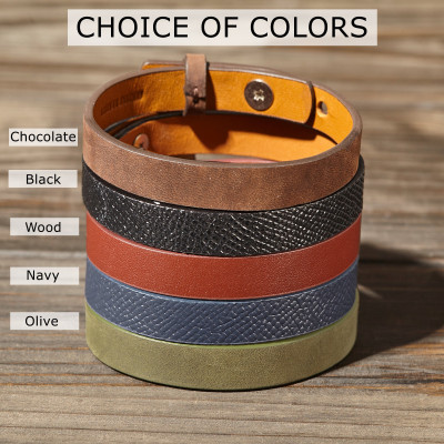 Men's Leather Bracelet Wristband Stainless Steel Engraved Bracelet Christmas Gift