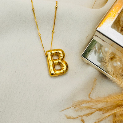 Silver Balloon Letter Pendant Necklace | Sideways Initial Bubble Pendant