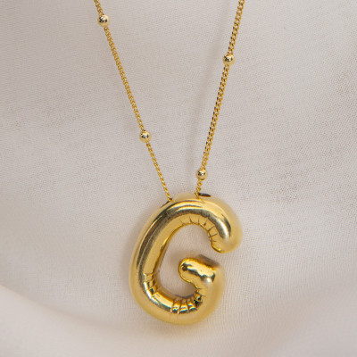 Silver Balloon Letter Pendant Necklace | Sideways Initial Bubble Pendant