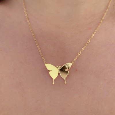 Personalized Gold Butterfly Initial Necklace, Custom Engraved Letter Pendant, Name Necklace for Mom, Christmas Gift