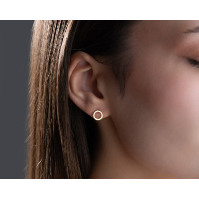 Geometric Open Circle Stud Earrings for Women - Gold & Silver