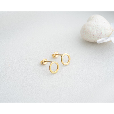 Geometric Open Circle Stud Earrings for Women - Gold & Silver