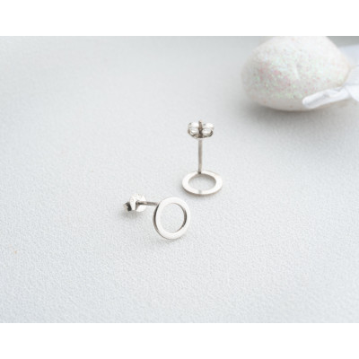 Geometric Open Circle Stud Earrings for Women - Gold & Silver