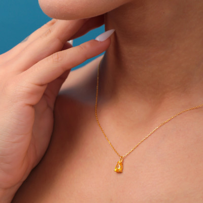 Gold Filled Minimalist Citrine Teardrop Choker Necklace, Beaded Crystal Jewelry Gift for Her