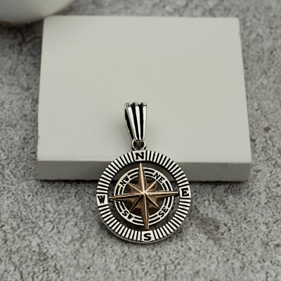 Men's Sterling Silver Compass Necklace, Gift for Dad, Valentine's Day Gift, Gift for Her, Father's Day Gift