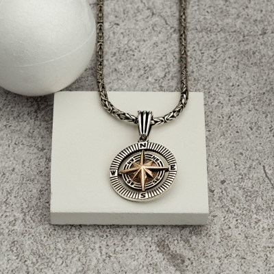 Men's Sterling Silver Compass Necklace, Gift for Dad, Valentine's Day Gift, Gift for Her, Father's Day Gift