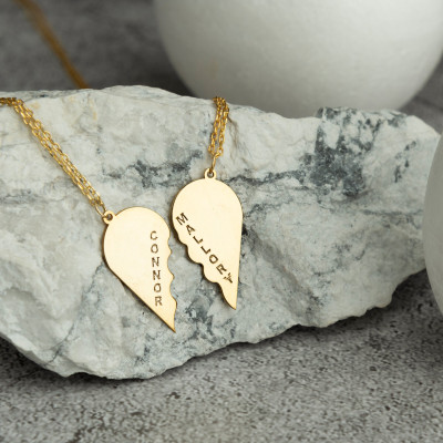 Matching Heart Necklace Set for Couples, Mother-Daughter Jewelry, Personalized Gift for Her or Him, Silver/Gold/Rose Gold