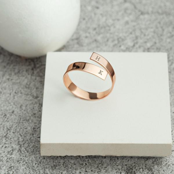 Personalized Couple Rings - Custom Initials Engraved, Valentine's & Anniversary Gift