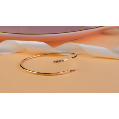 Sterling Silver Personalized Couples Bracelet Set | Matching Bangles Gift for Mother's Day |